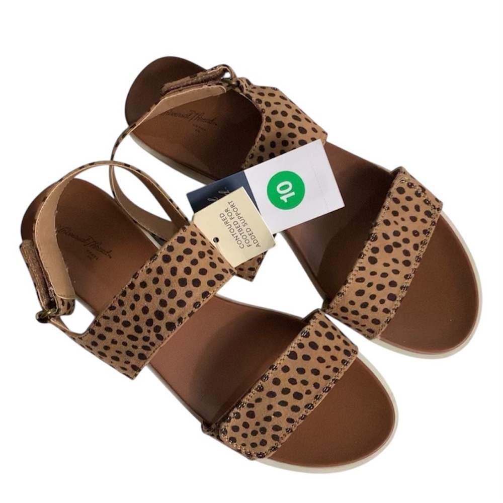 Universal Thread Natalie Leopard Print Sandals Easy Closure Comfort Size 10 NEW - Picture 3 of 14